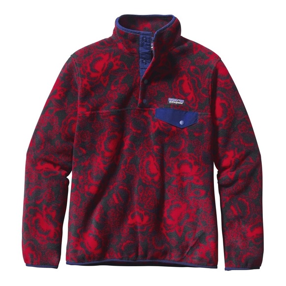Patagonia RETRO Synchilla Fleece Hawaiian Red Lotus Flower Fleece RARE 🌺 Medium - Picture 1 of 8